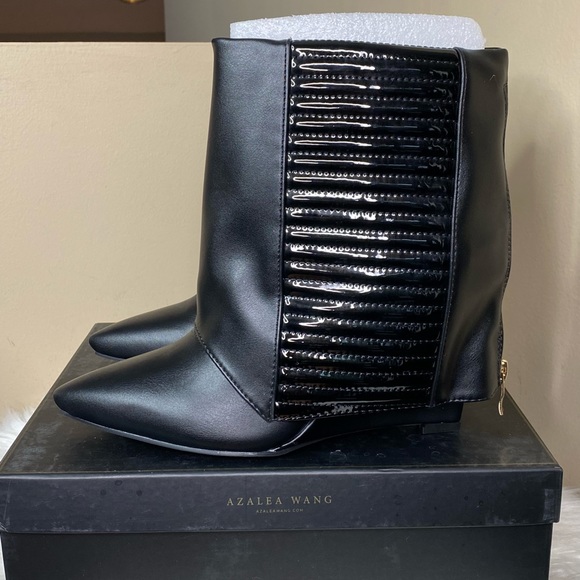 Azalea Wang Black Patent Wedge Bootie - Picture 3 of 11